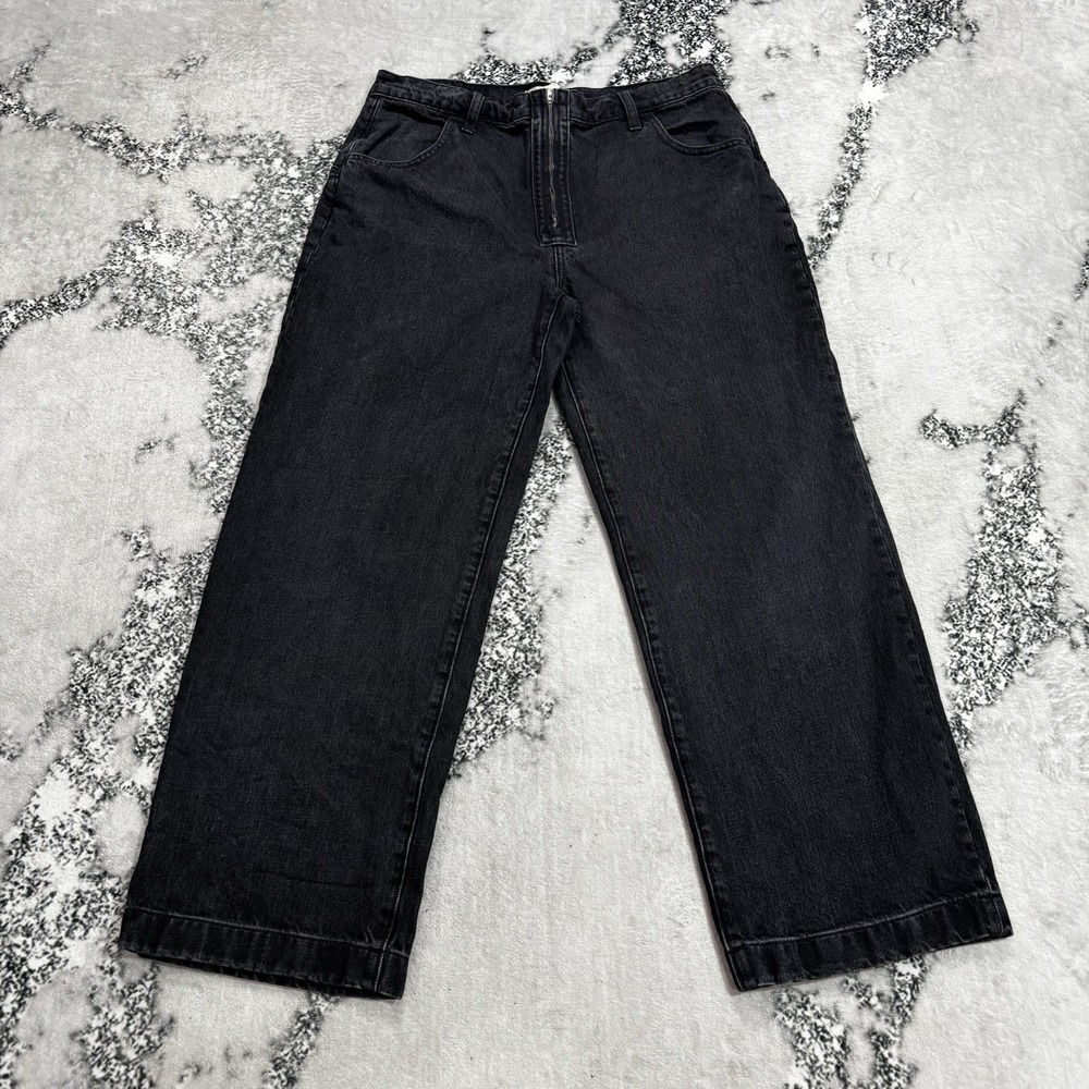 Madewell The Perfect Vintage Wide Leg Jeans Size 31 Black High Rise Denim